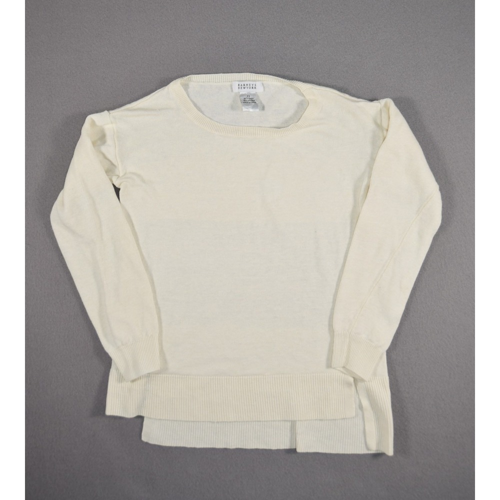 Barneys New York Sweater Womens XS White Linen Bamboo Lightweight Pullover